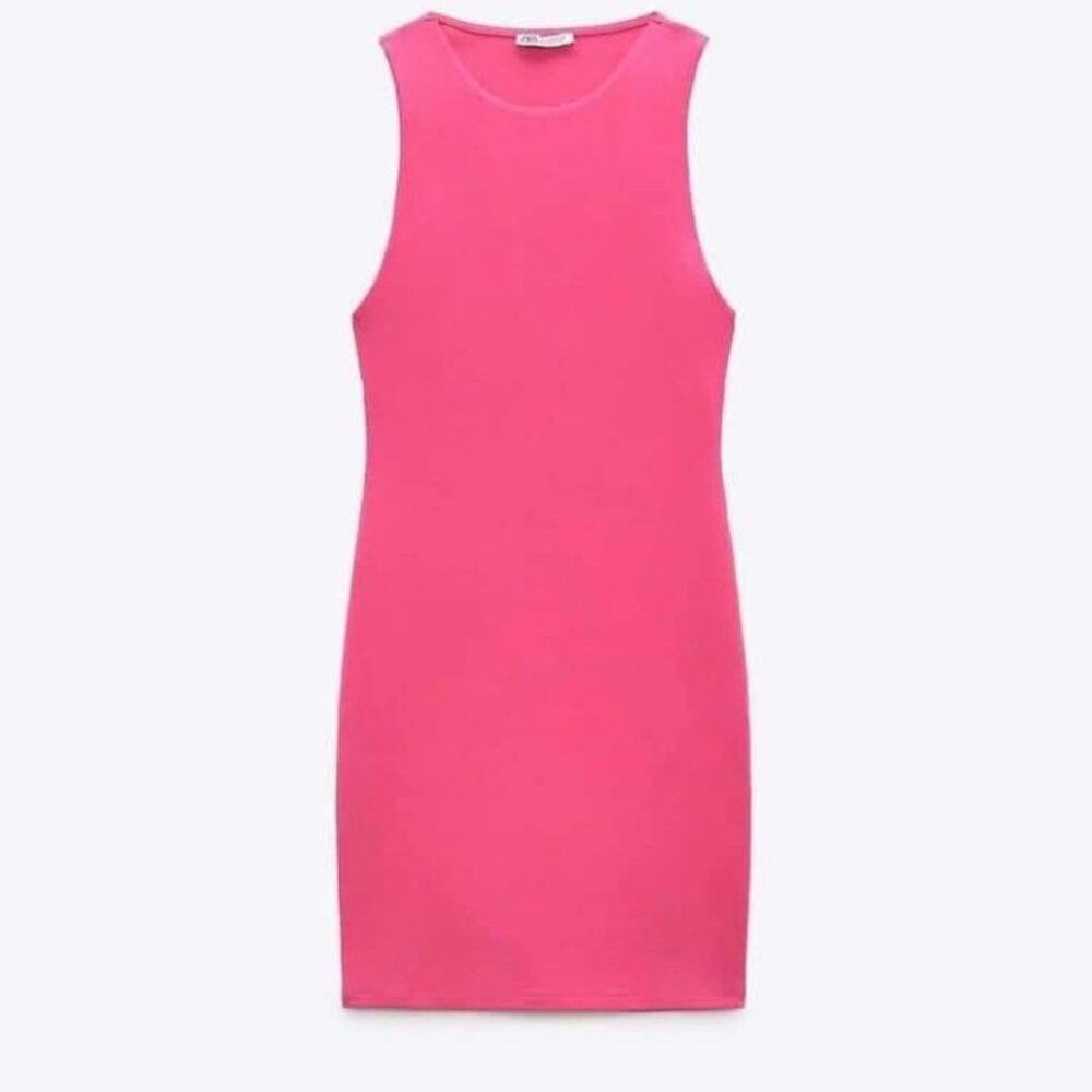 Zara Pink Halter Bodycon Mini Dress NWOT Size small - Picture 2 of 4
